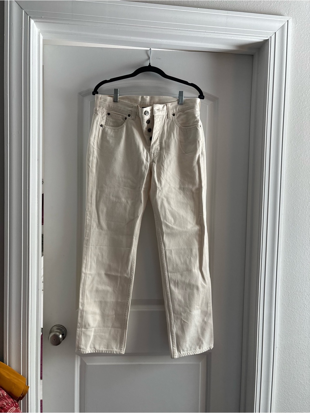 J. Crew Women's Cream Straight-Leg Jeans with Button Fly